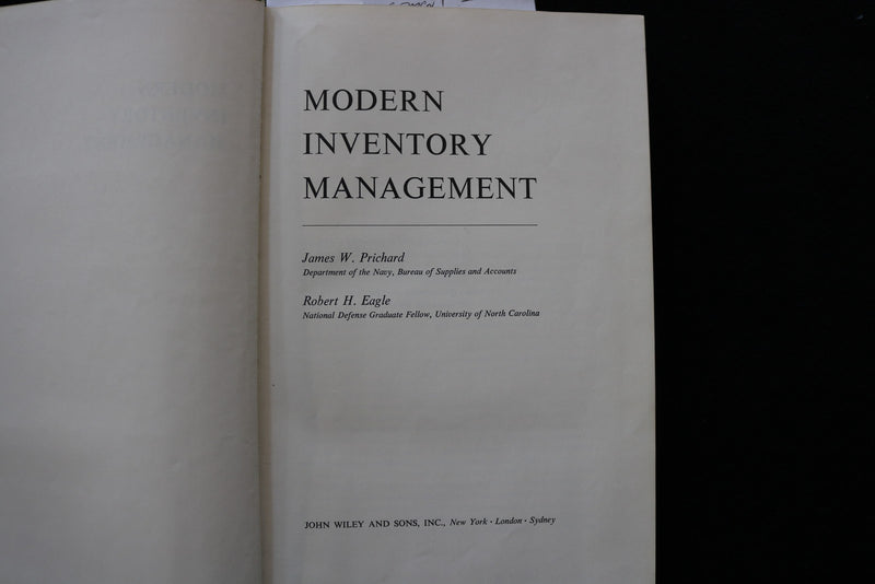 1965 MODERN INVENTORY MANAGEMENT HARDCOVER BOOK - J. PRICHARD/ R. EAGLE- KD 9800
