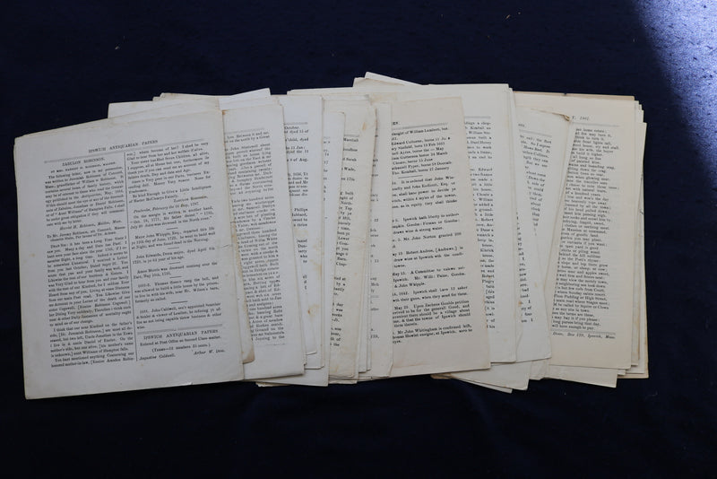 1879-1885 ANTIQUARIAN PAPERS - IPSWICH, MASSACHUSETTS - LOT OF 34 - K 780