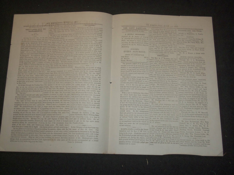 1885 JUNE 13 THE SAINT JOHNLAND NEWSPAPER - J 6382