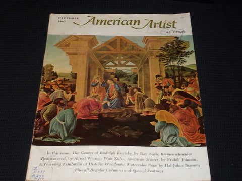 1967 DECEMBER AMERICAN ARTIST MAGAZINE VERY NICE ART COVER & CONTENT - E 2120