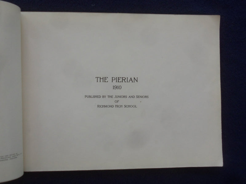 1910 PIERIAN RICHMOND HIGH SCHOOL YEARBOOK - RICHMOND, INDIANA - YB 1925T