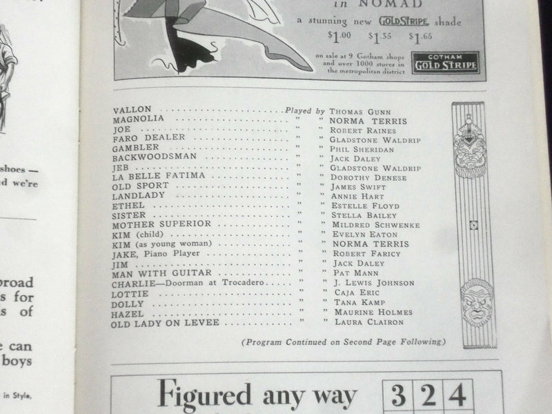 1932 OCTOBER 3 PLAYBILL PROGRAM - SHOW BOAT - HELEN MORGAN - J 6469