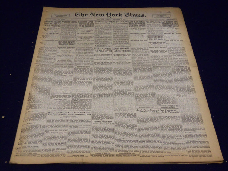 1931 SEPTEMBER 8 NEW YORK TIMES - BAYLES AT 236 WINS - NT 4121
