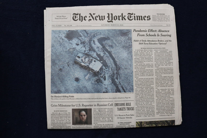 2024 MARCH 30 NEW YORK TIMES - PANDEMIC EFFECT: ABSENCE FROM SCHOOLS IS SOARING