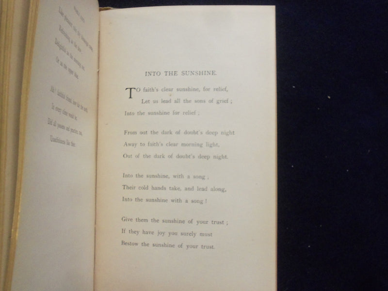1882 INTO THE SUNSHINE AND OTHER POEMS HARDCOVER BOOK BY AELLA GREENE - KD 8476