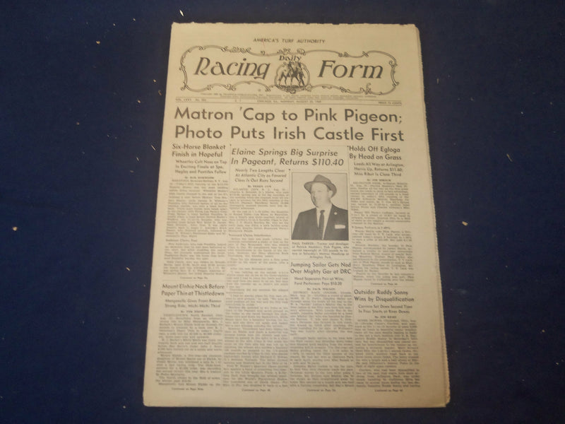 1969 AUGUST 25 THE DAILY RACING FORM - PINK PIGEON WINS MATRON CUP - NP 2534D