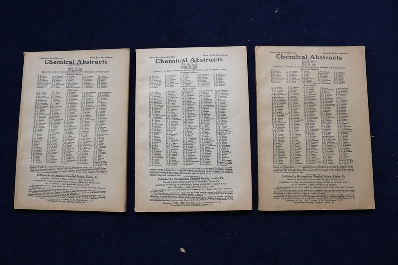 1922 CHEMICAL ABSTRACTS SEMI-MONTHLY MAGAZINE - LOT OF 25-COMPLETE YEAR - O 3381