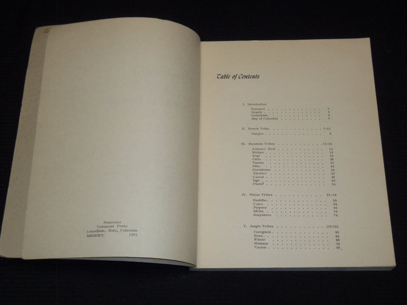 1973 PANORAMA OF TRIBES COLOMBIA AND PANAMA BOOK - EDITION 1 - R 732H