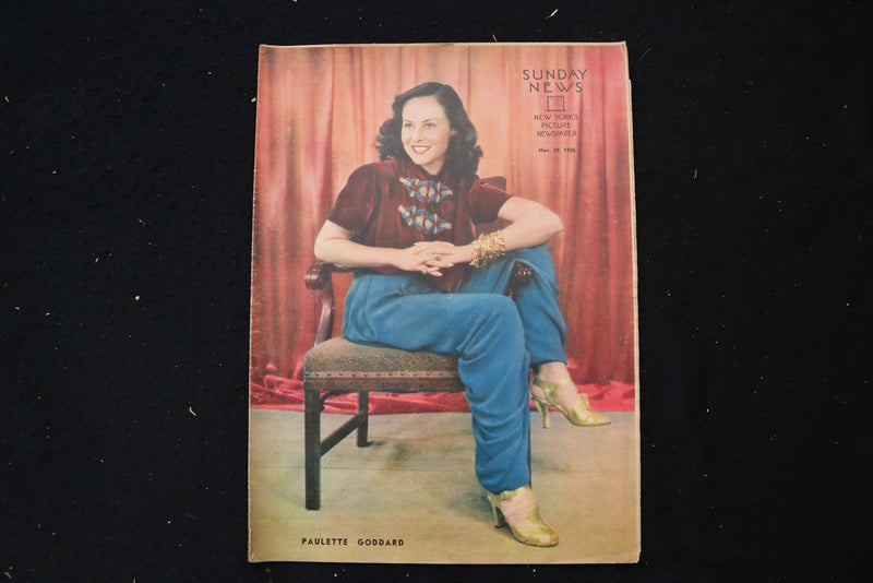 1936 NOV 29 SUNDAY NEW YORK NEWS MAGAZINE - PAULETTE GODDARD COVER - E 26158
