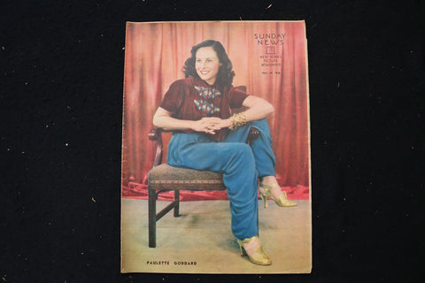 1936 NOV 29 SUNDAY NEW YORK NEWS MAGAZINE - PAULETTE GODDARD COVER - E 26158