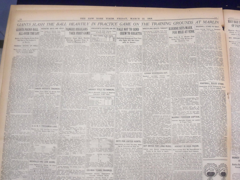 1918 MARCH 22 NEW YORK TIMES - GERMANS OPEN DRIVE AGAINST BRITISH - NT 8163