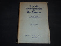 1936 SIMPLE AERODYNAMICS AND AIRPLANE BOOK B CARTER - 4TH EDITION - KD 4351Y