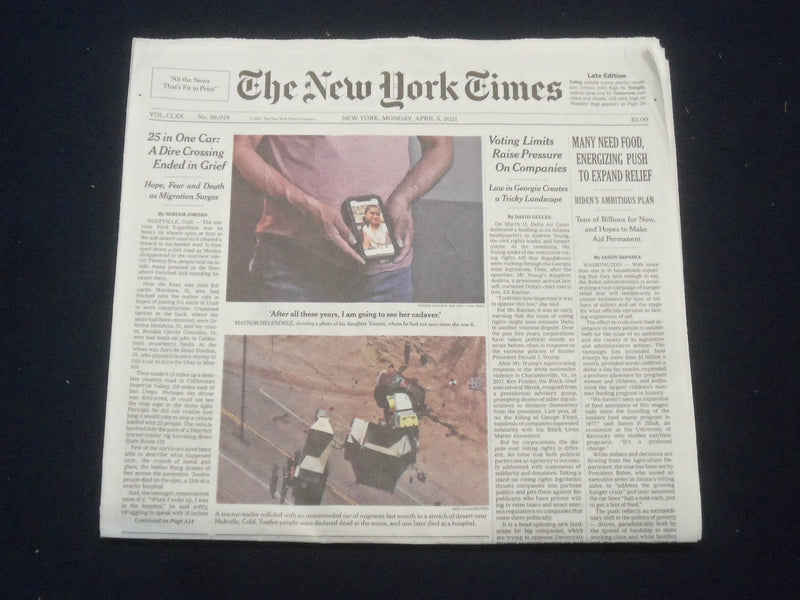 2021 APRIL 5 NEW YORK TIMES - STANFORD WINS THE WOMEN'S NCAA NATIONAL TITLE