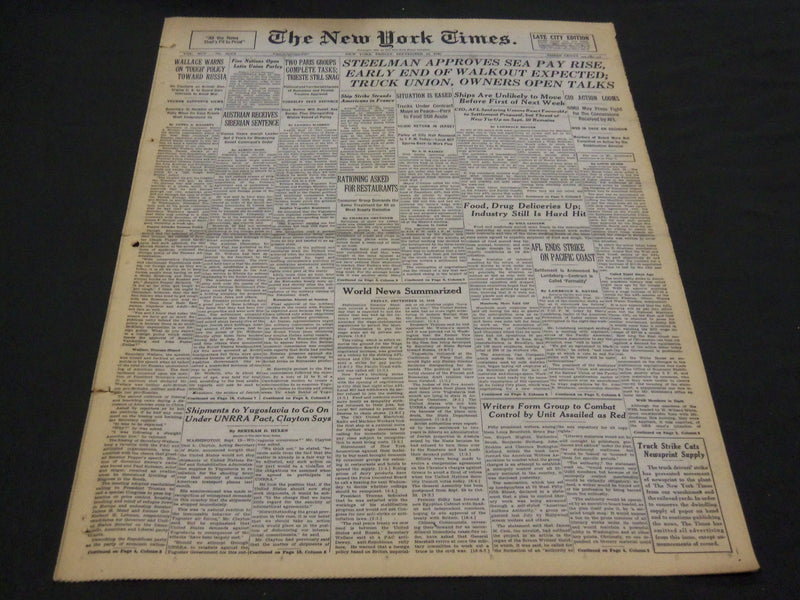 1946 SEPTEMBER 13 NEW YORK TIMES - TRUCK UNION-OWNERS TALK - NT 4234