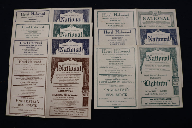 1928 NATIONAL THEATRE PROGRAMS - CHICAGO - LOT OF 7 - K 1783