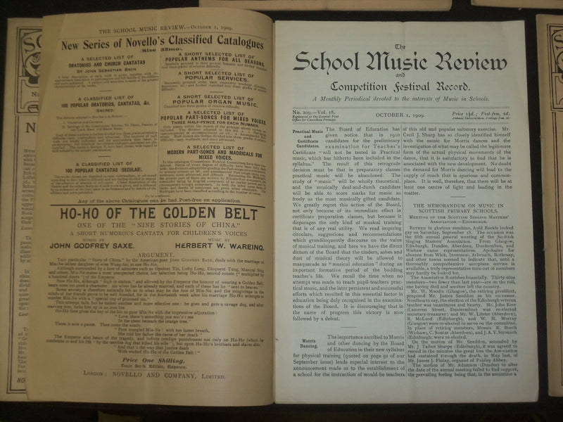 1908-1909 THE SCHOOL MUSIC REVIEW MAGAZINE - LOT OF 11 - O 2440O