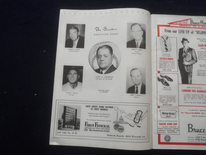 1965 WASHINGTON SENATORS VS. NEW YORK YANKEES SCORECARD - J 8398