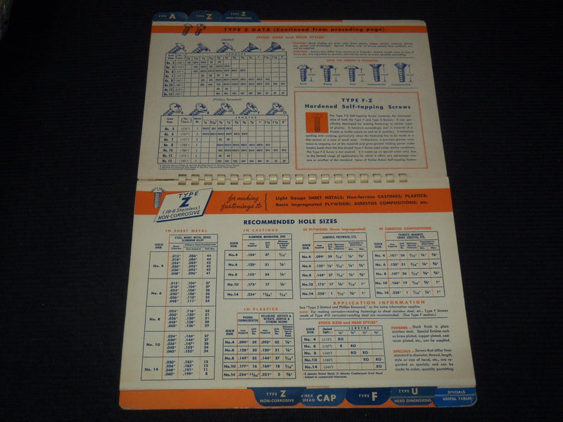1943 PARKER-KALON QUALITY CONTROLLED SELF TAPPING SCREWS CATALOG - KD 3912K