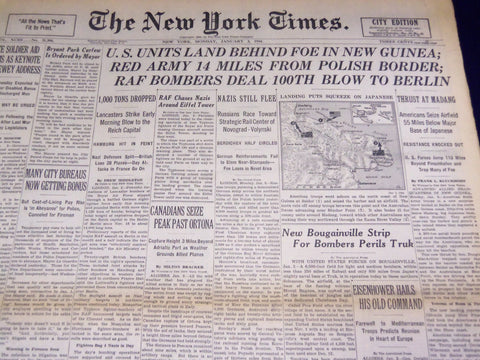 1944 JANUARY 3 NEW YORK TIMES - U. S. LAND BEHIND FOE IN NEW GUINEA - NT 2587