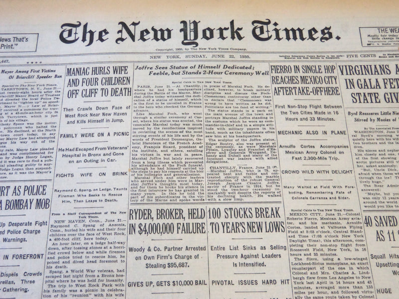 1930 JUNE 22 NEW YORK TIMES - BRITISH STAGE CENSOR BARS GREEN PASTURES - NT 5659