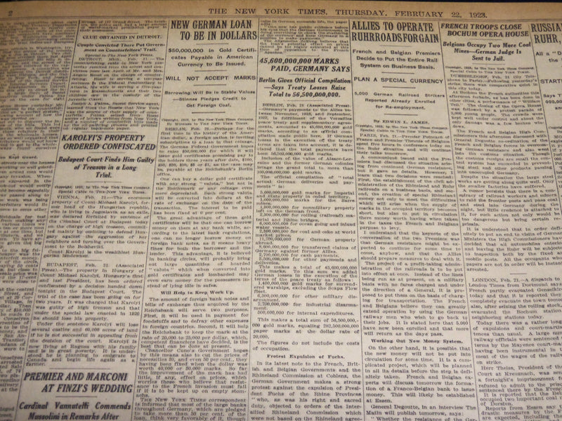 1923 FEBRUARY 22 NEW YORK TIMES - BOGUS MONEY PLOT THAT COST MILLIONS - NT 7994