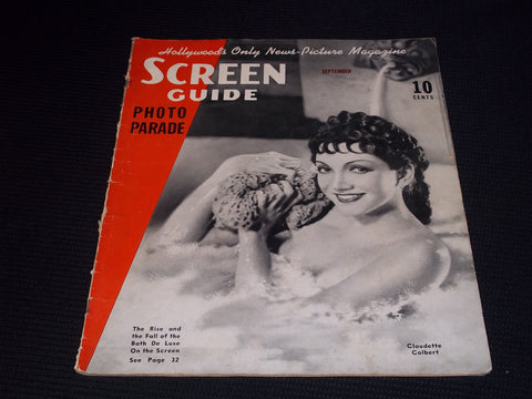 1936 SEPTEMBER SCREEN GUIDE MAGAZINE - CLAUDETTE COLBERT FRONT COVER - E 20132