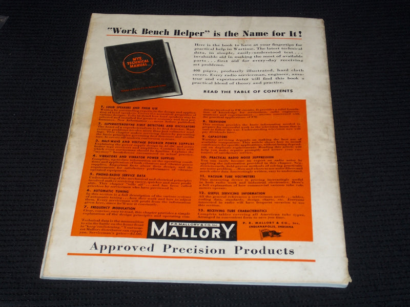 1943 MARCH RADIO NEWS MAGAZINE - VACCUM TUBE FRONT COVER - E 5166