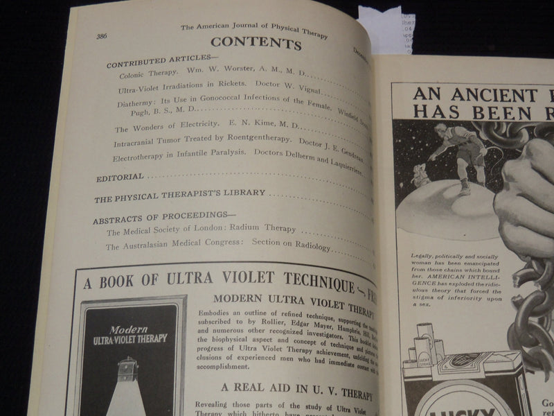 1929 DECEMBER THE AMERICAN JOURNAL OF PHYSICAL THERAPHY MAGAZINE - K 2164