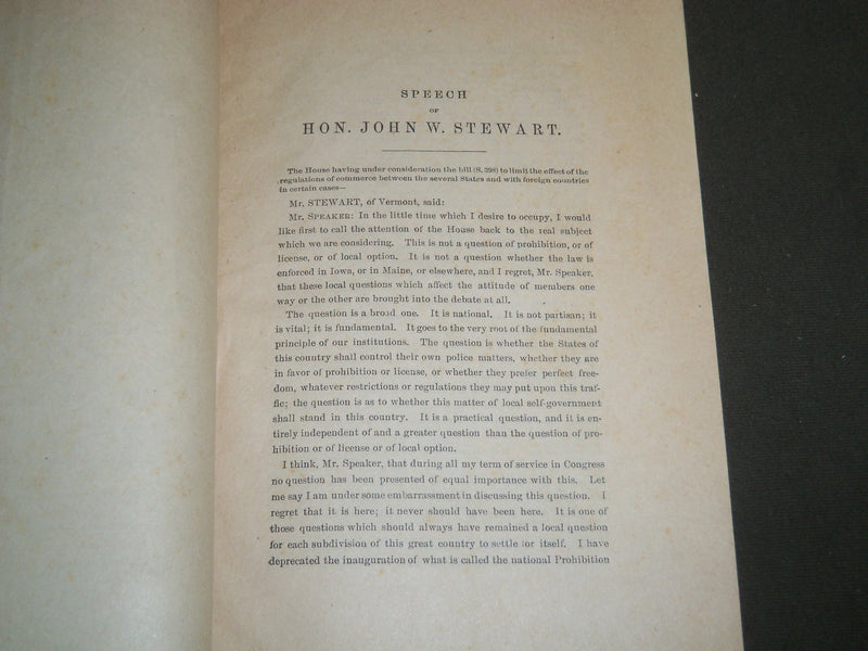 1890 HON. JOHN W. STEWART OF VERMONT SPEECH BOOK LOT OF 2 - J 4692