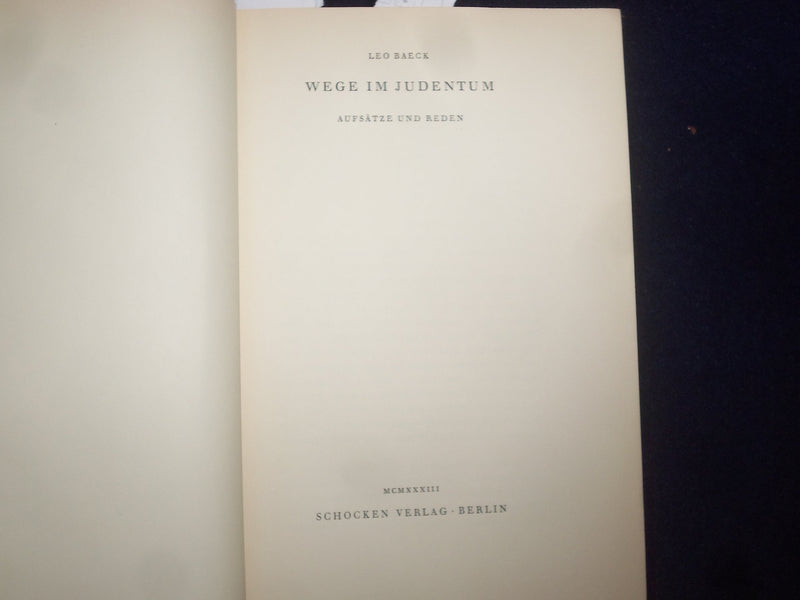 1933 WEGE IM JUDENTUM SOFTCOVER BOOK VON LEO BAECK - GERMAN - KD 9022