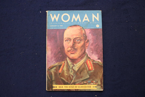 1945 JANUARY 8 WOMAN MAGAZINE - DUKE OF GLOUCESTER COVER - E 18997