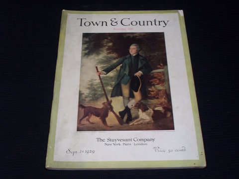 1929 SEPTEMBER 1 TOWN & COUNTRY MAGAZINE - EARL OF BELFAST FRONT COVER - E 2534