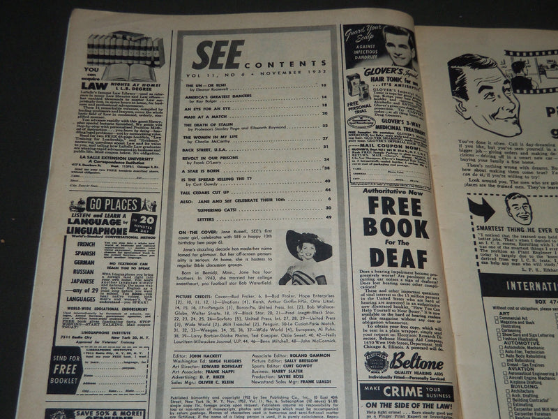 1952 NOVEMBER SEE MAGAZINE - JANE RUSSELL COVER - ST 4880