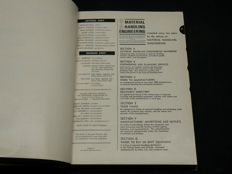 1965-1966 MATERIAL HANDLING ENGINEERING DIRECTORY & HANDBOOK - R 905F