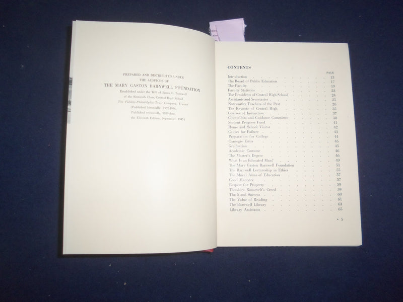 1945 CENTRAL HIGH SCHOOL OF PHILADELPHIA 1944-1946 HARDCOVER BOOK - KD 8171
