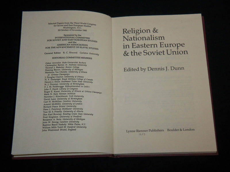 1987 RELIGION AND NATIONALISM IN EASTERN EUROPE & SOVIET BOOK BY DUNN - KD 6918