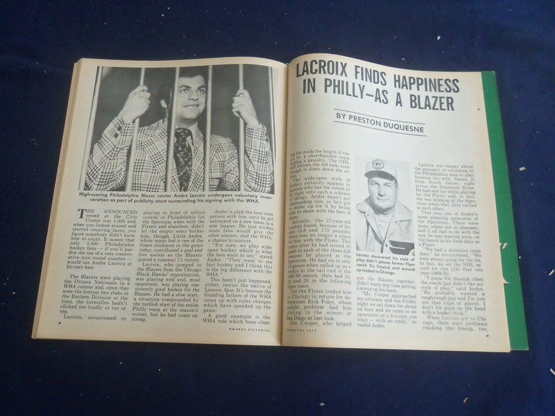 1973 FEBRUARY HOCKEY PICTORIAL MAGAZINE -R. MARTIN & G. PERREAULT COVER -ST 200Z