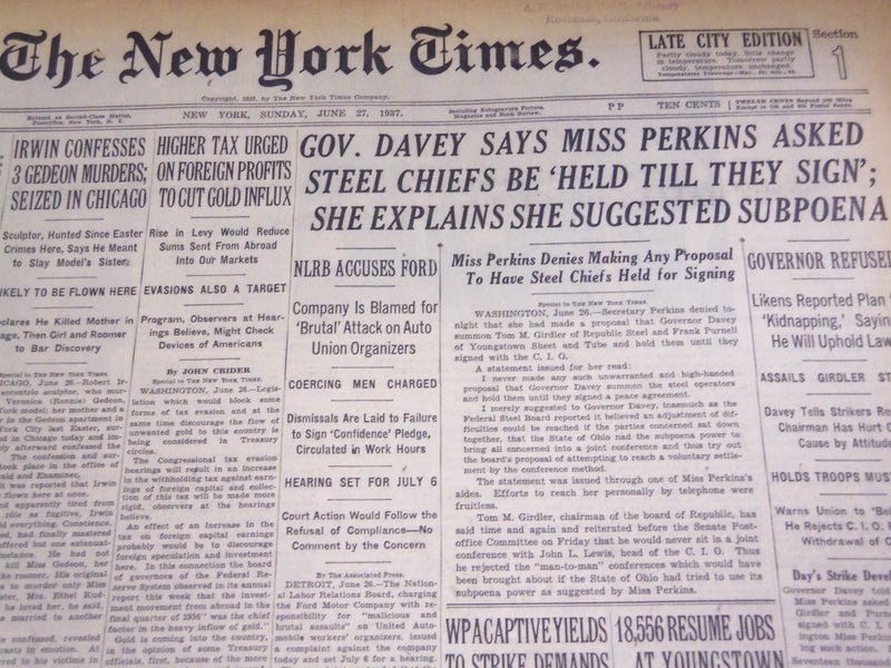 1937 JUNE 27 NEW YORK TIMES - IL DUCE SAYS ITALY WILL BACK FRANCO - NT 716