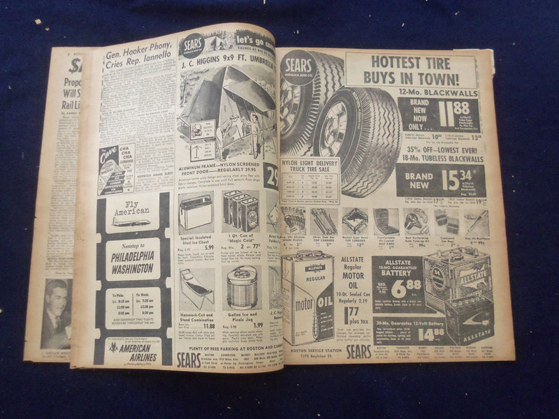 1958 JUNE 26 BOSTON RECORD AMERICAN NEWSPAPER-$1 MIL TO SAVE OLD COLONY- NP 6261