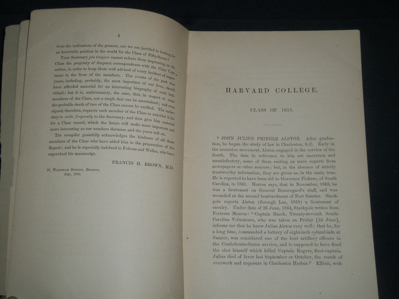 1857 THE CLASS OF 1857 IN HARVARD COLLEGE FIRST REPORT BOOK - CAMBRIDGE - J 3916