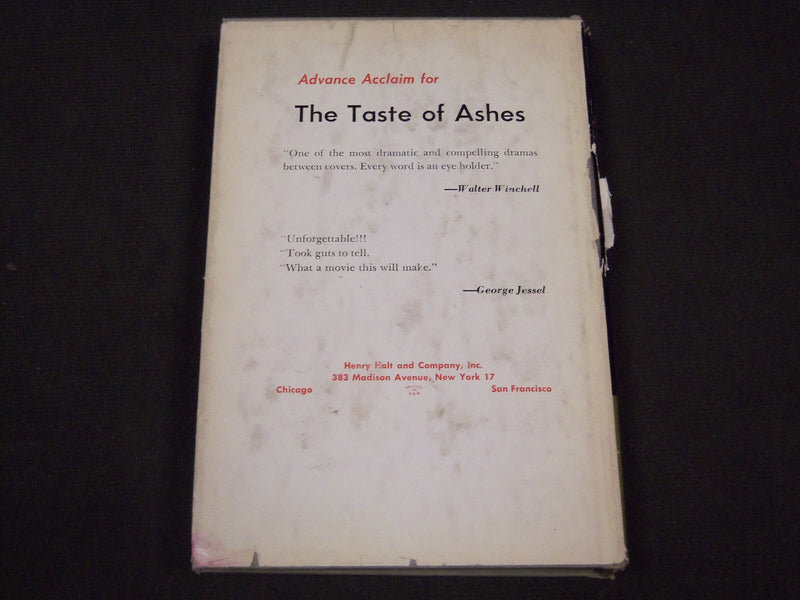1959 THE TASTE OF ASHES BY BILL STERN SIGNED BOOK - SECOND PRINTING - KD 3486T