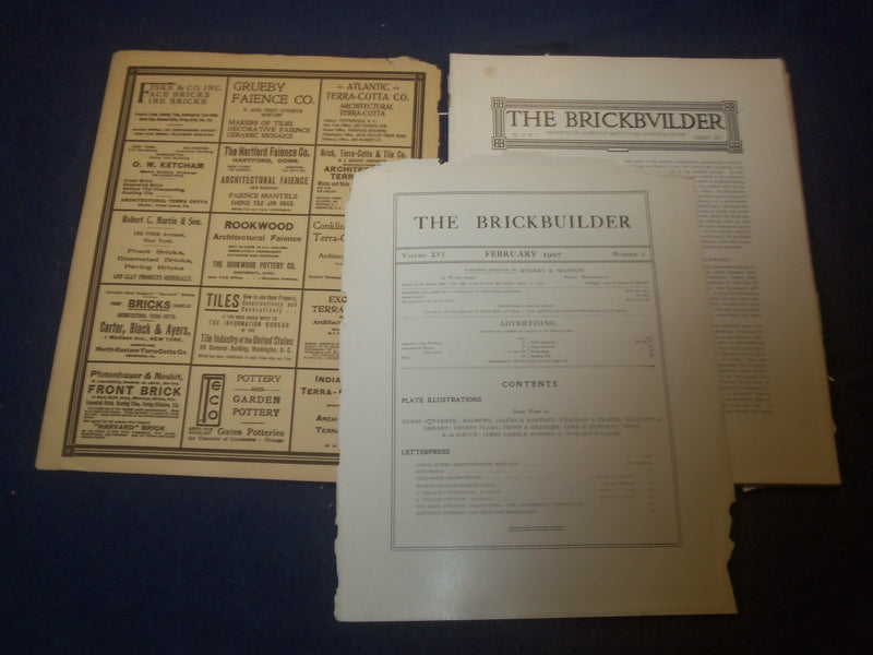 1907 FEBRUARY THE BRICKBUILDER MAGAZINE - AN ARCHITECTURAL MONTHLY - ST 528P