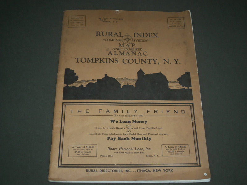 1938 TOMPKINS COUNTY NEW YORK RURAL INDEX & ALMANAC - J 2642