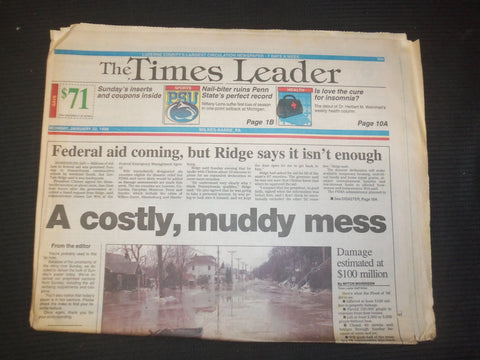 1996 JAN 22 WILKES-BARRE TIMES LEADER - FLOOD, A COSTLY, MUDDY MESS - NP 7592