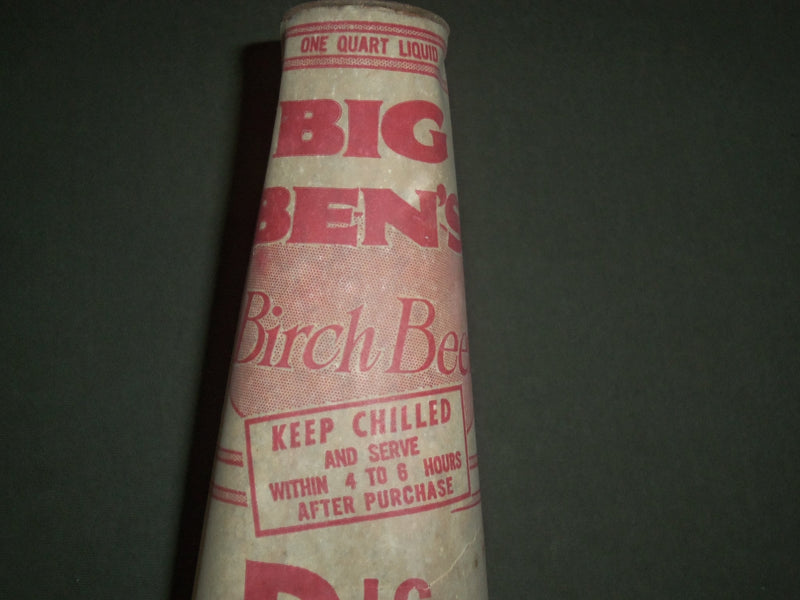 VINTAGE BIG BEN'S BIRCH BEER 1 QUART LIQUID CONTAINER - CATAWISSA PA
