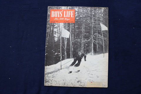 1949 JANUARY BOYS' LIFE MAGAZINE - SKIER COVER - E 22118