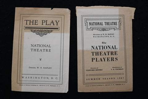1927 NATIONAL THEATRE PROGRAM - LOT OF 2 - WASHINGTON, D.C. - K 2829