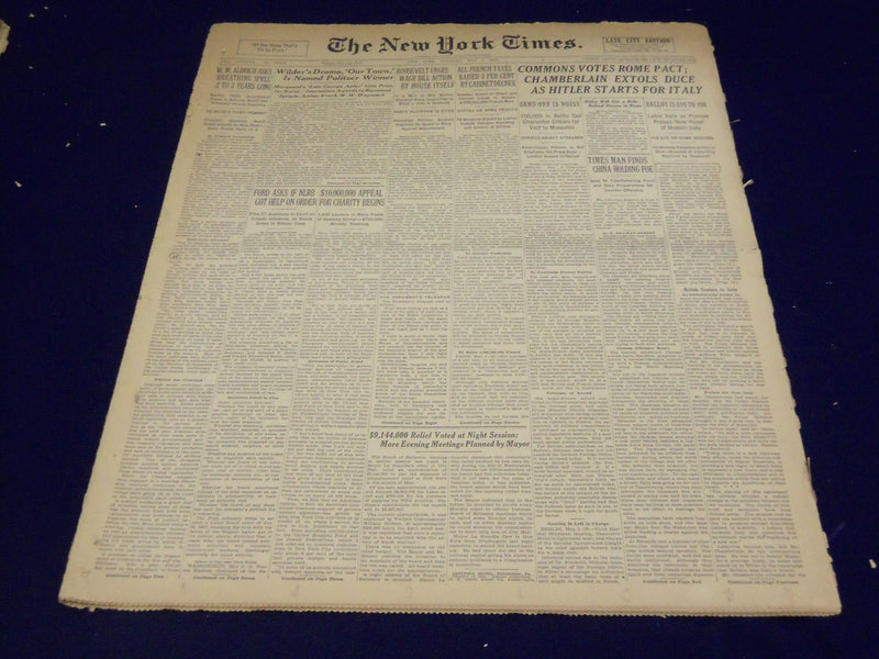 1938 MAY 3 NEW YORK TIMES - WILDER'S 