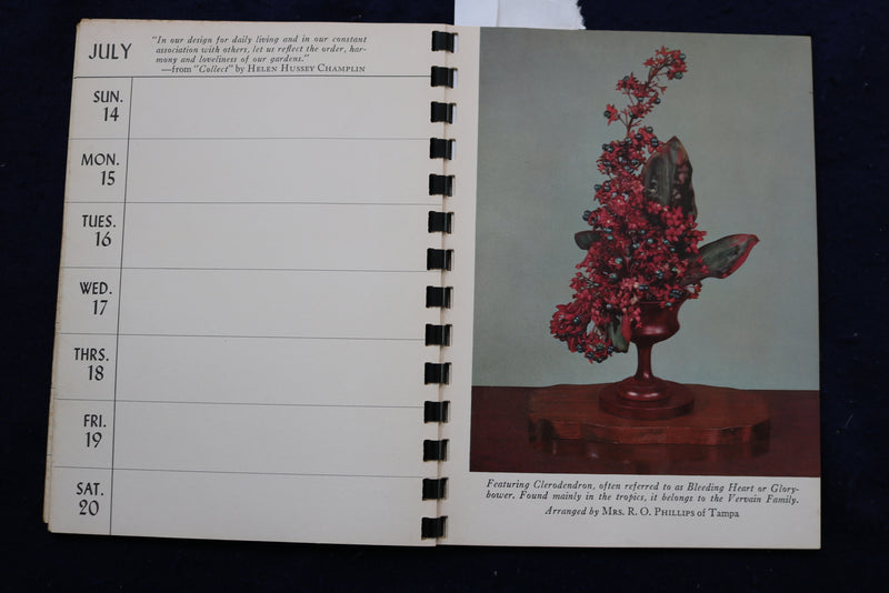 1957 FLORIDA FLOWER ARRANGEMENTS - ALL COLOR CALENDAR FOR 1957 - K 983