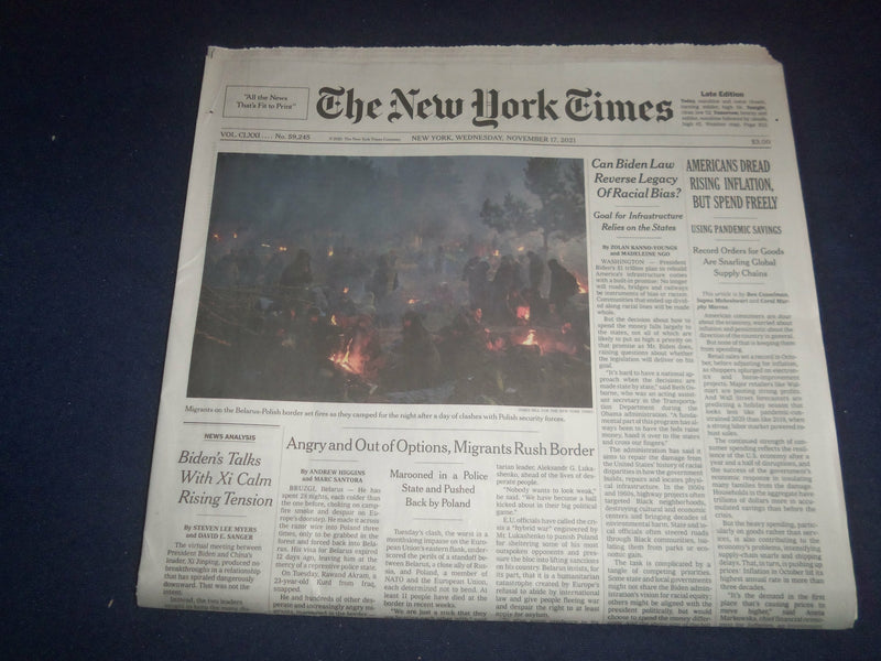 2021 NOVEMBER 17 NEW YORK TIMES - AMERICANS DREAD RISING INFLATION, SPEND FREELY